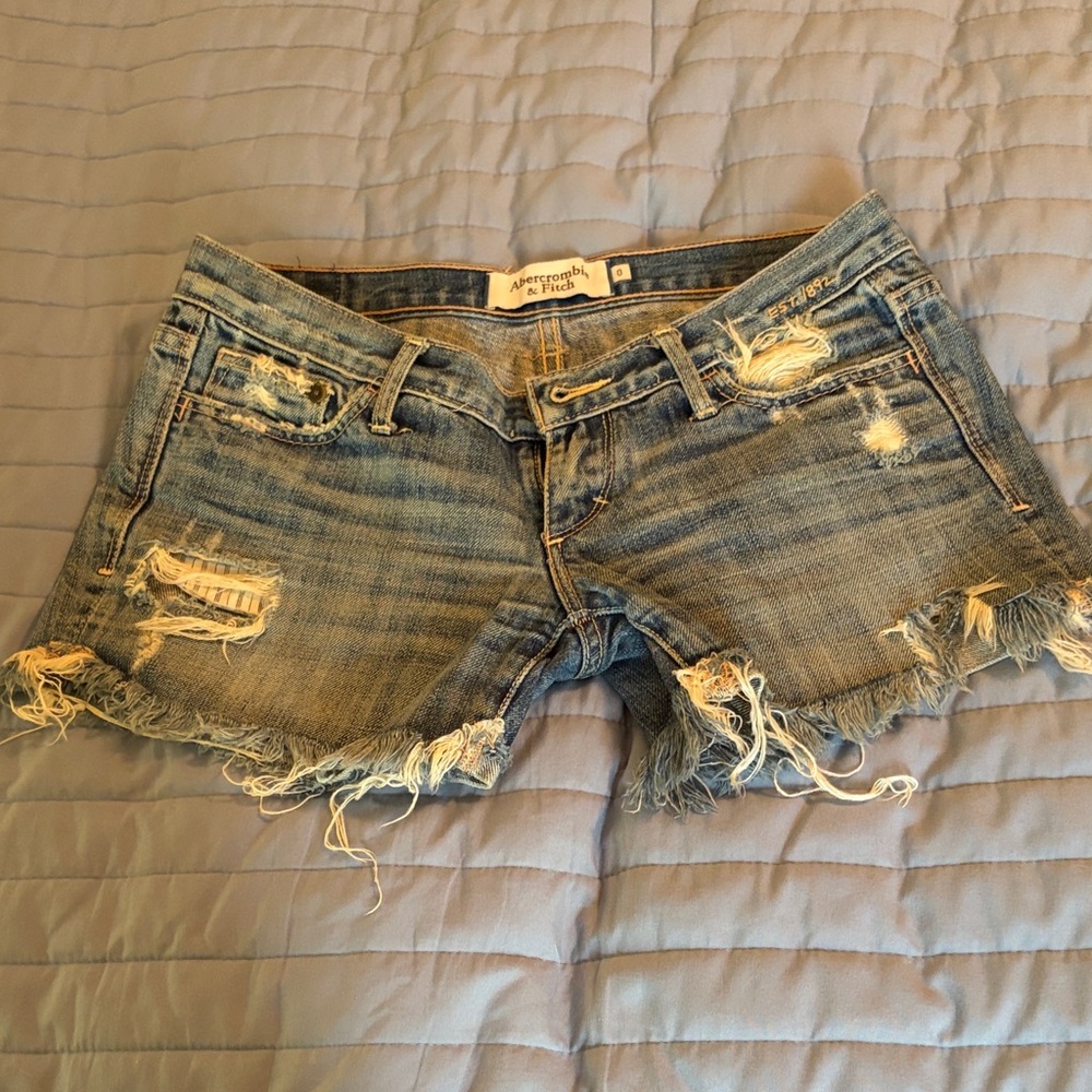 Abercrombie & Fitch Distressed Light Blue Denim Cutoff Shorts